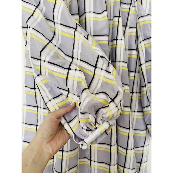 STINE GOYA NWT Samantha Plaid Cotton Silk Mini Dress in Lilac Size 2/4 - Picture 7 of 14